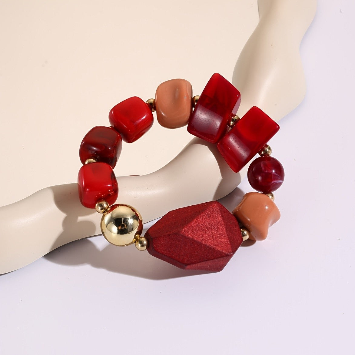 Burgundy Square Bead Bracelet