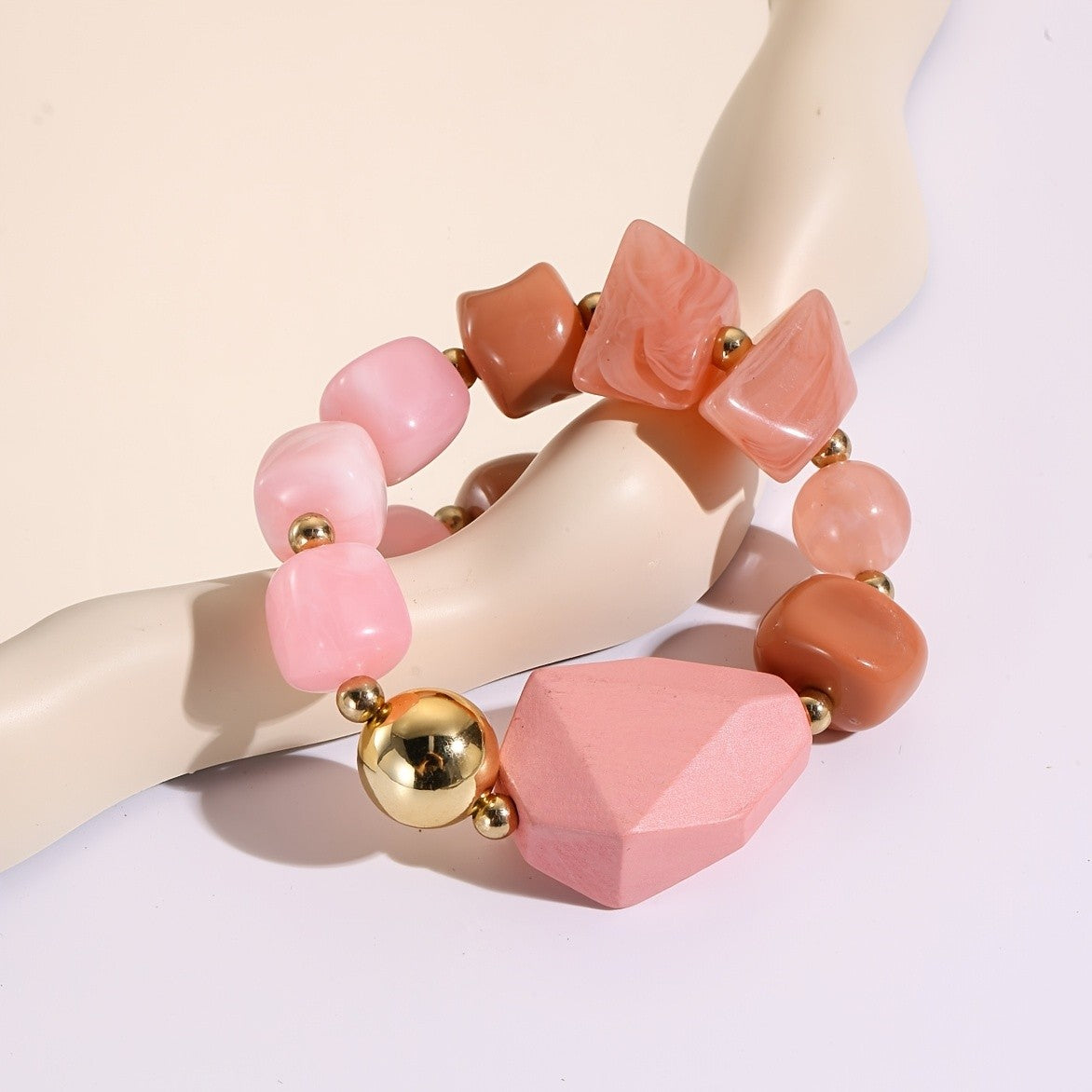 Burgundy Square Bead Bracelet