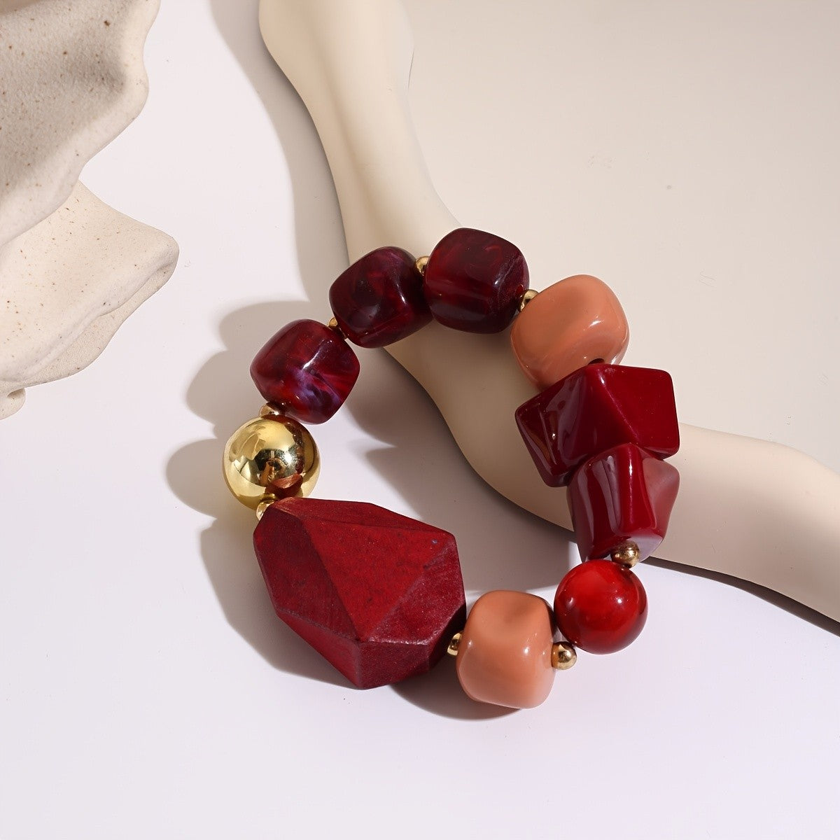 Burgundy Square Bead Bracelet