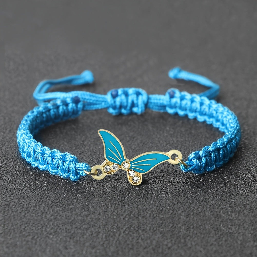 Enamel Butterfly Woven Bracelet