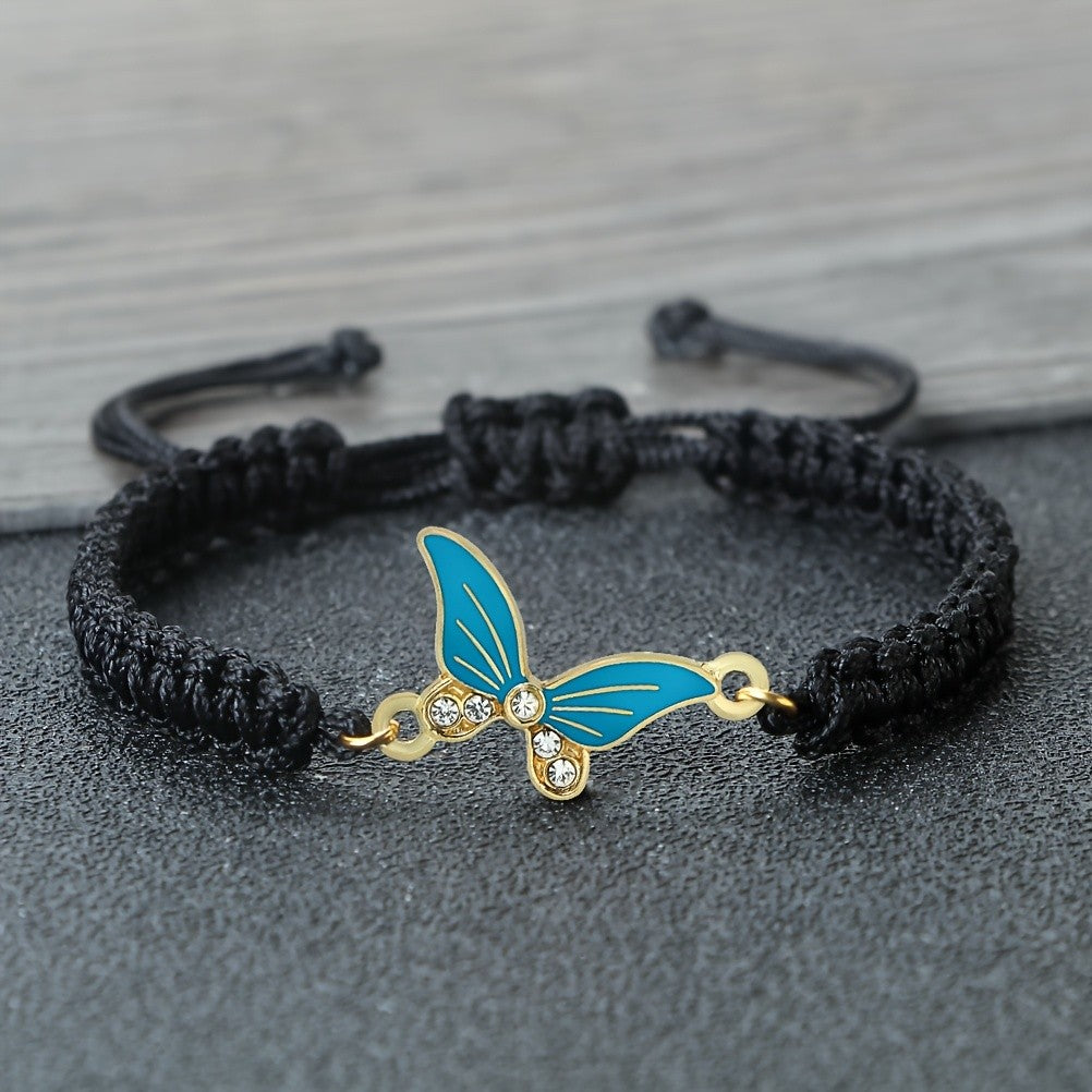 Enamel Butterfly Woven Bracelet