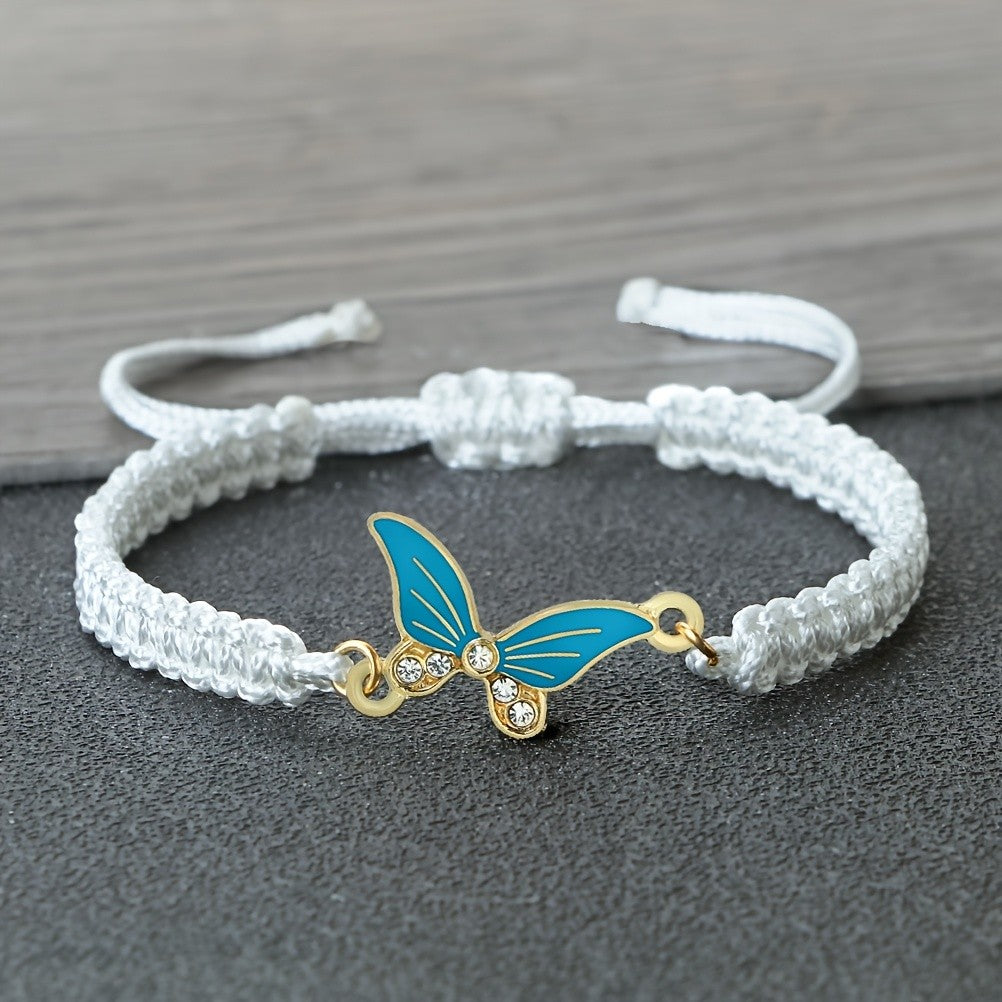 Enamel Butterfly Woven Bracelet