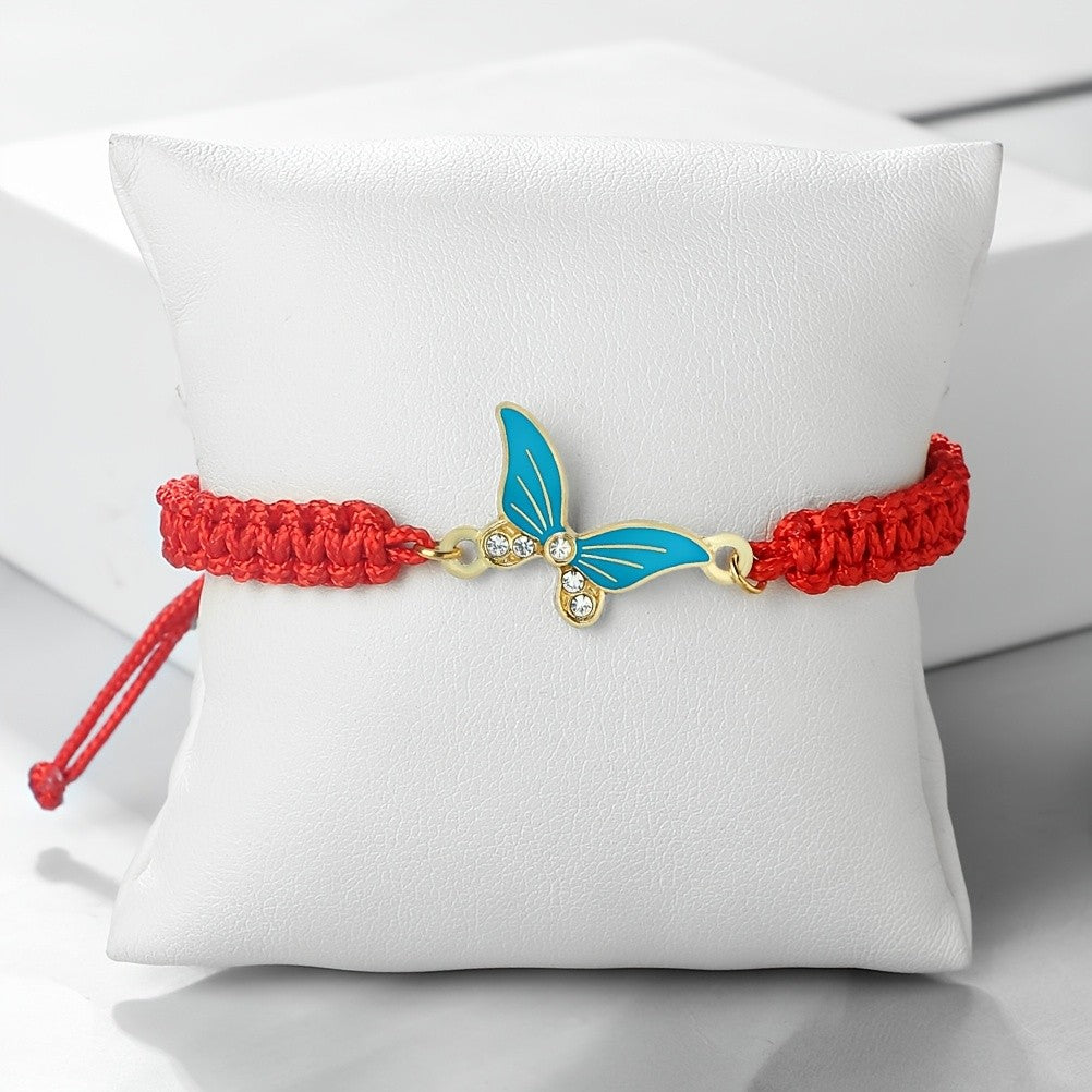 Enamel Butterfly Woven Bracelet