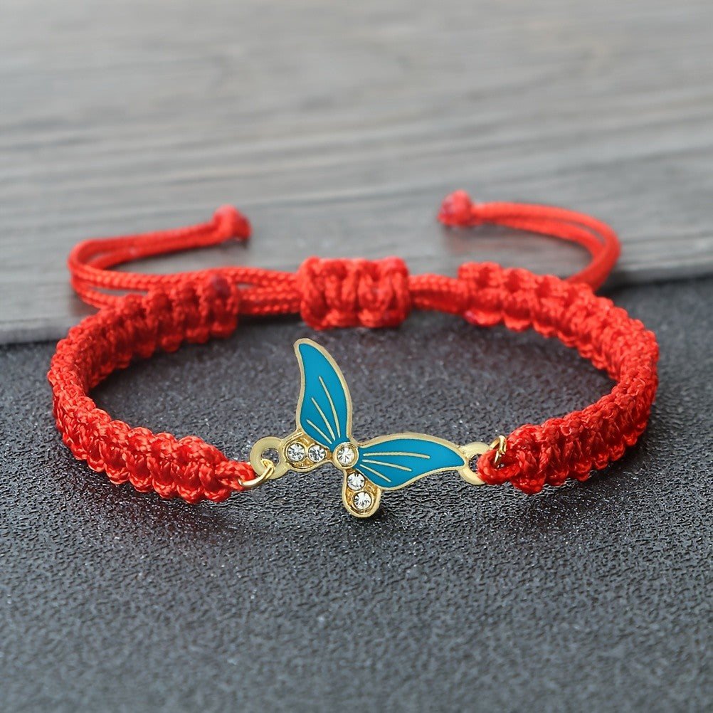 Enamel Butterfly Woven Bracelet