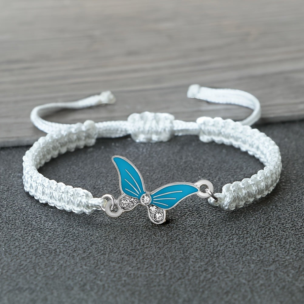 Enamel Butterfly Woven Bracelet