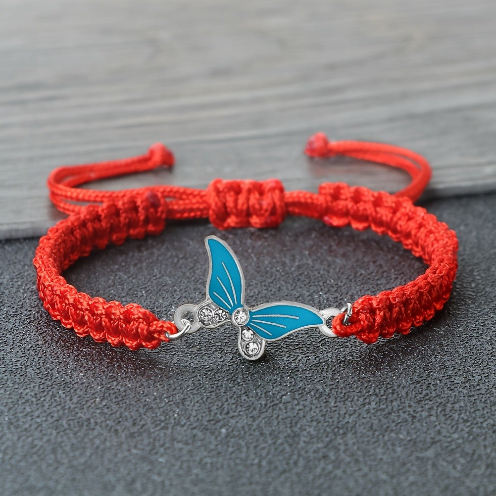 Enamel Butterfly Woven Bracelet