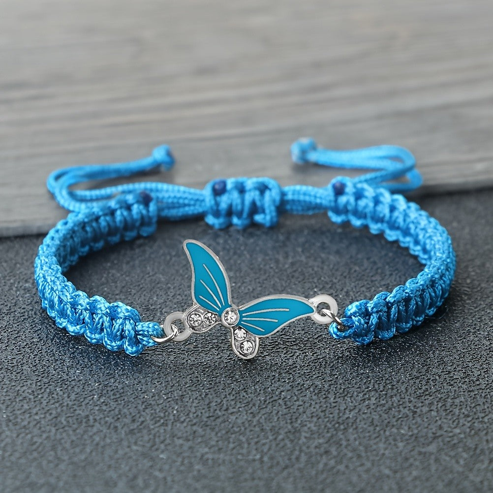 Enamel Butterfly Woven Bracelet
