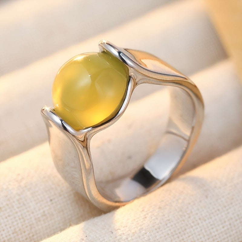 Green Glass Dome Ring