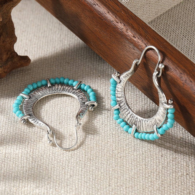 Turquoise Crescent Hoop Earrings