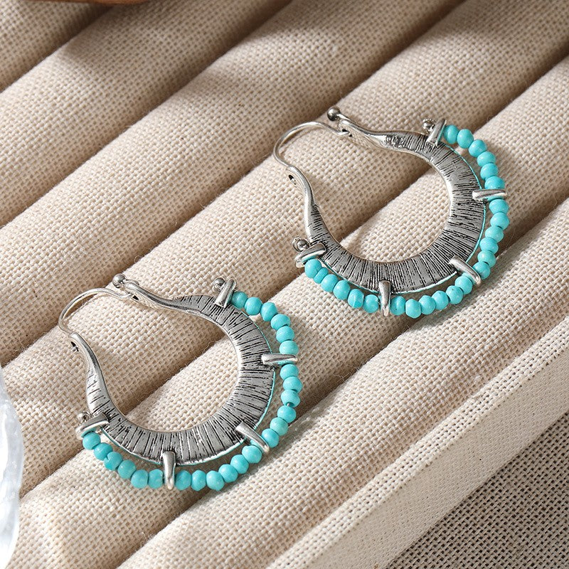 Turquoise Crescent Hoop Earrings