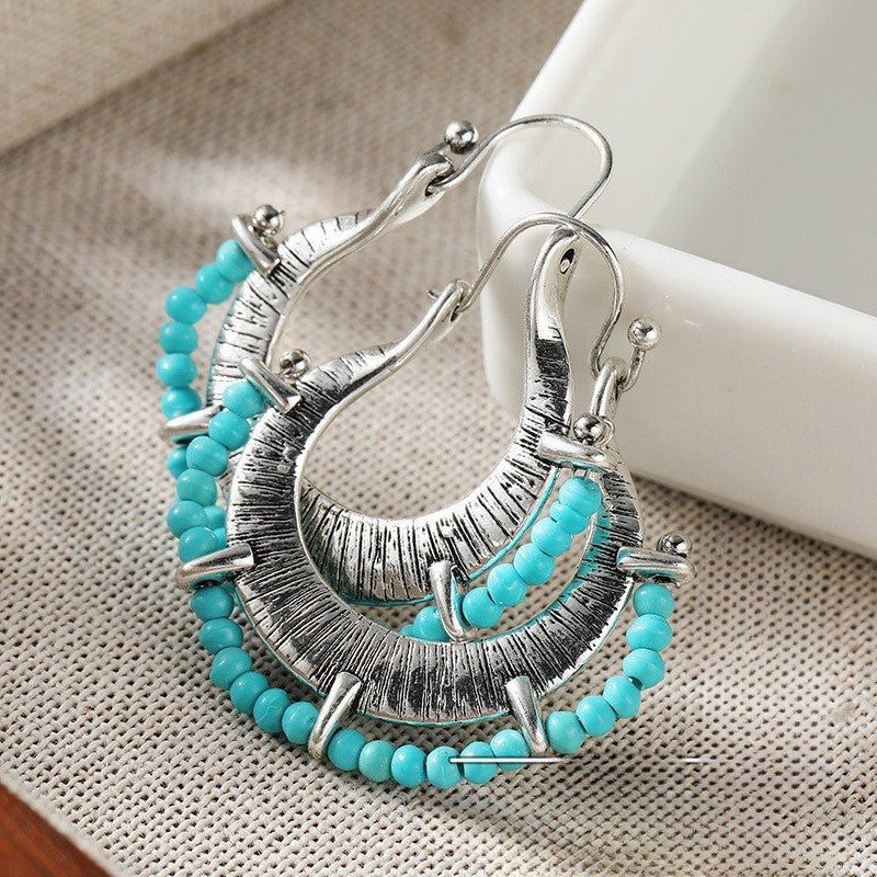 Turquoise Crescent Hoop Earrings