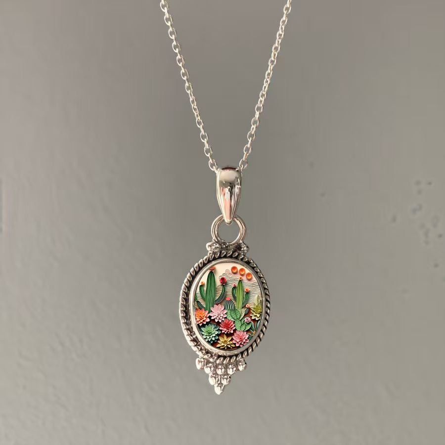 Cactus Garden Oval Necklace