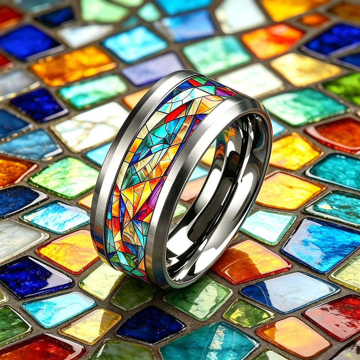 Stained Glass Mosaic Ring