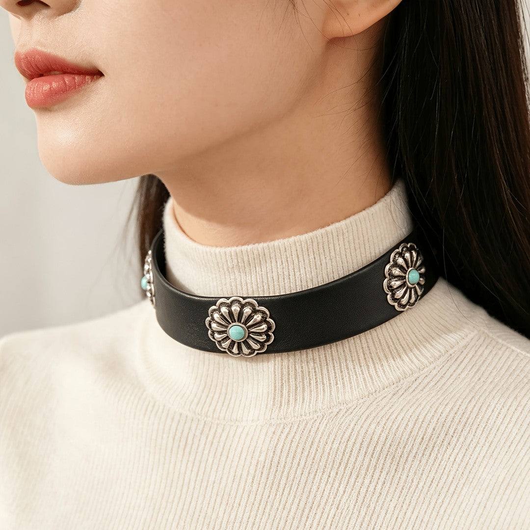 Bull Skull Tassel Choker Necklace