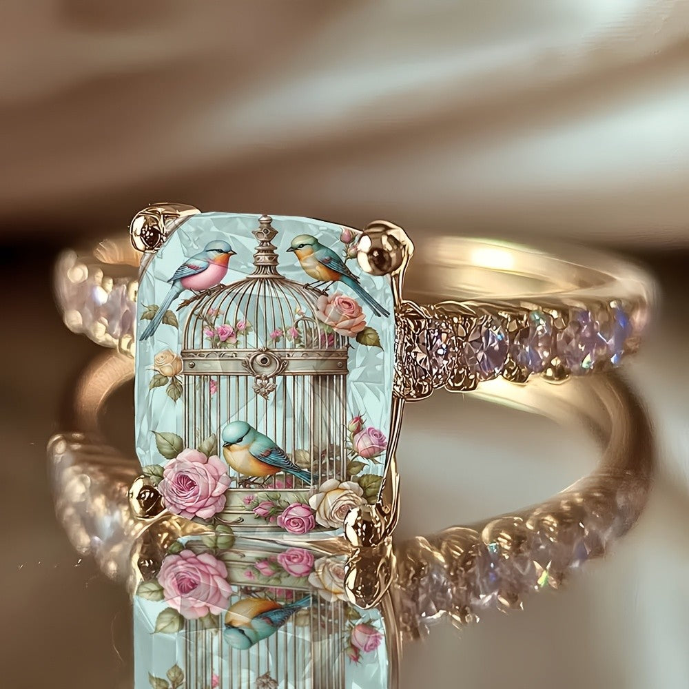 Birdcage & Bluebird Square Ring