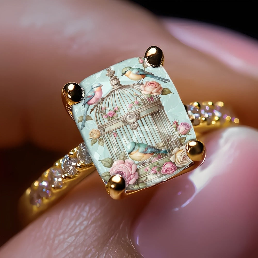 Birdcage & Bluebird Square Ring