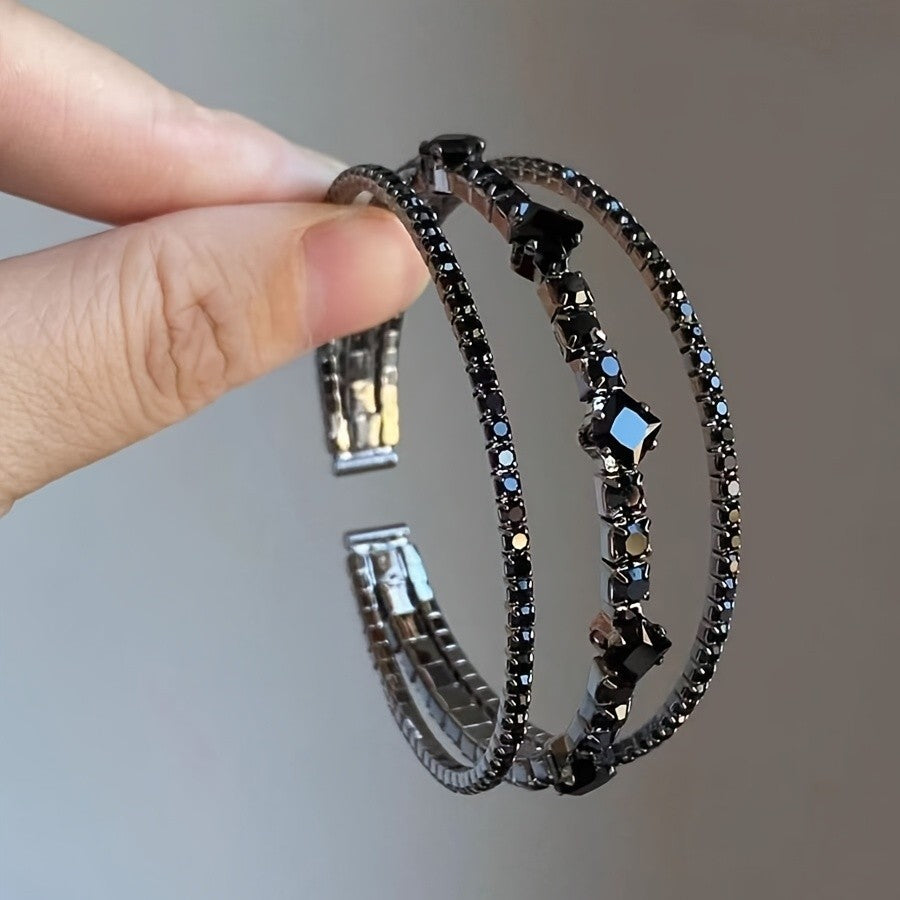 Black Geometric Crystal Bracelet