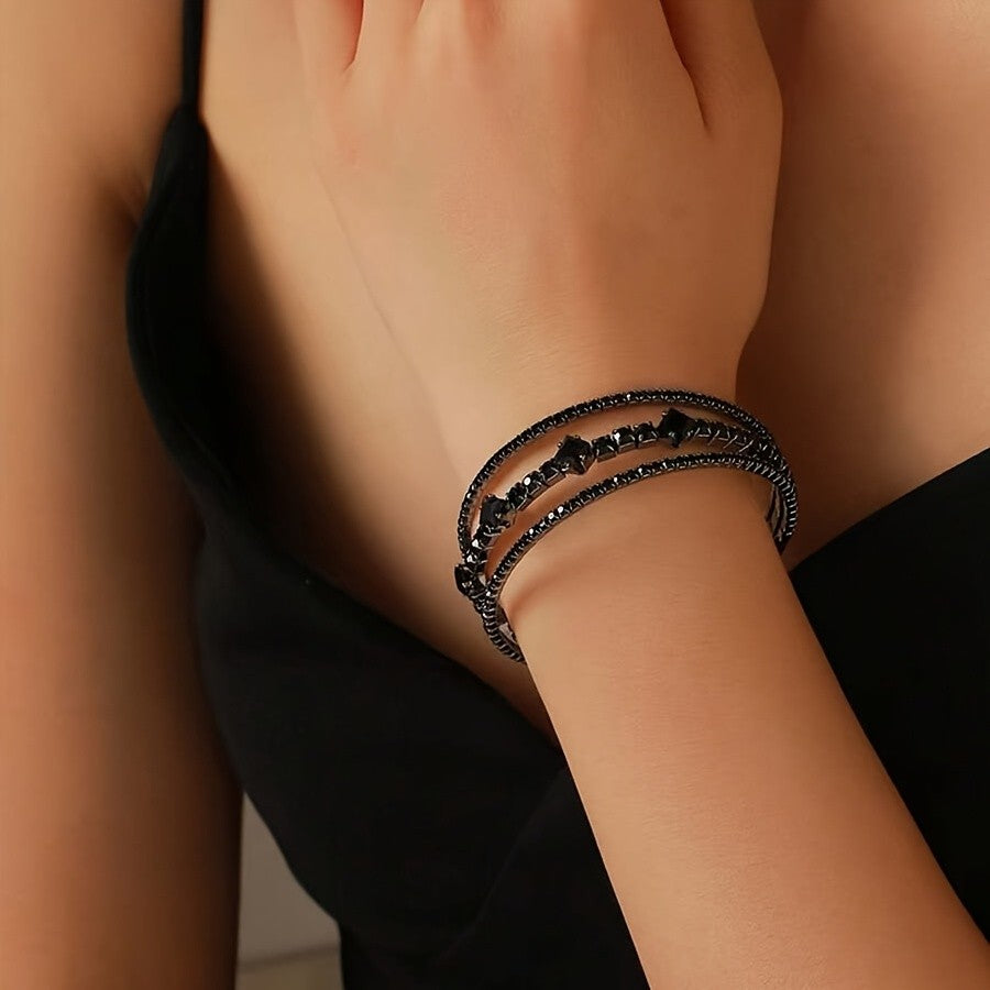 Black Geometric Crystal Bracelet