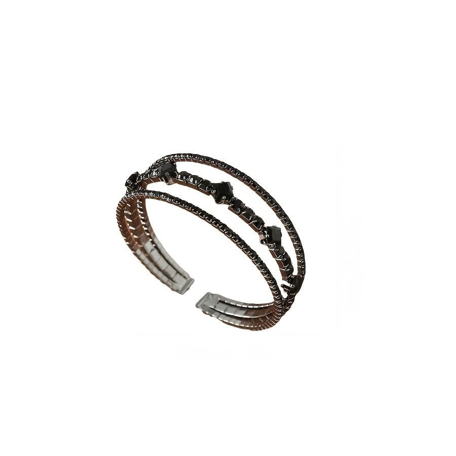 Black Geometric Crystal Bracelet