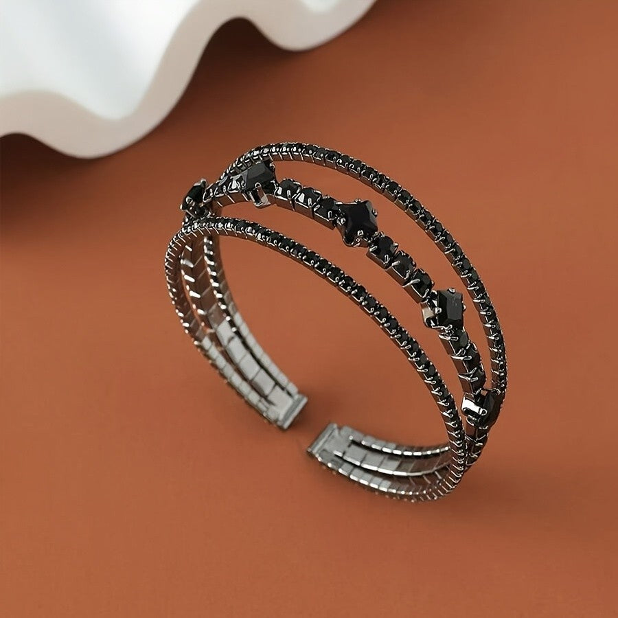 Black Geometric Crystal Bracelet