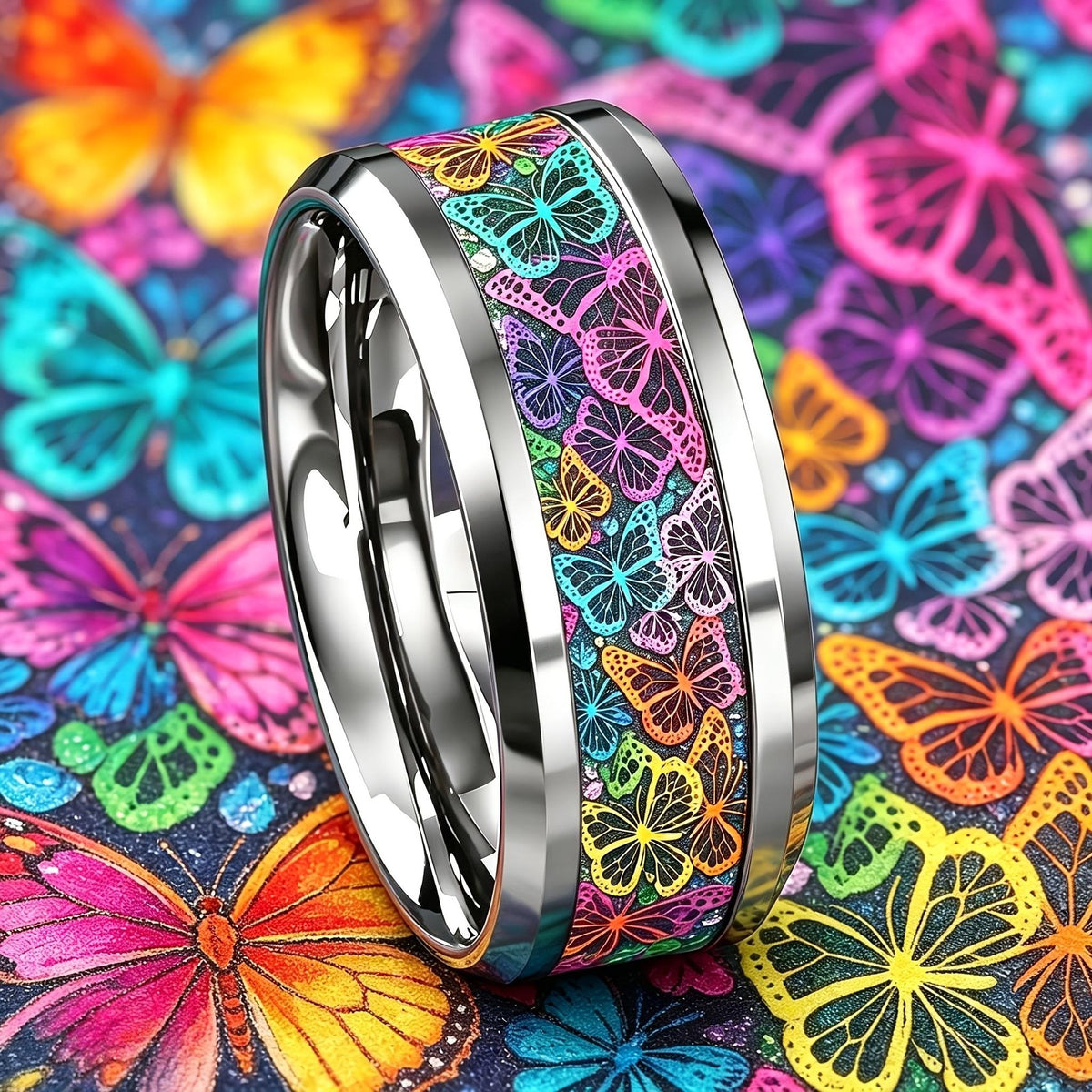 Colorful Butterfly Pattern Ring