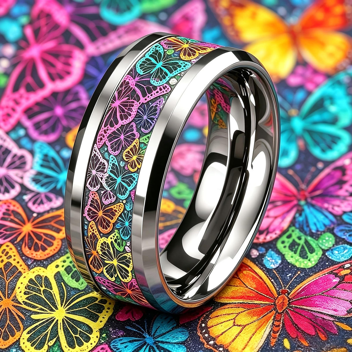 Colorful Butterfly Pattern Ring