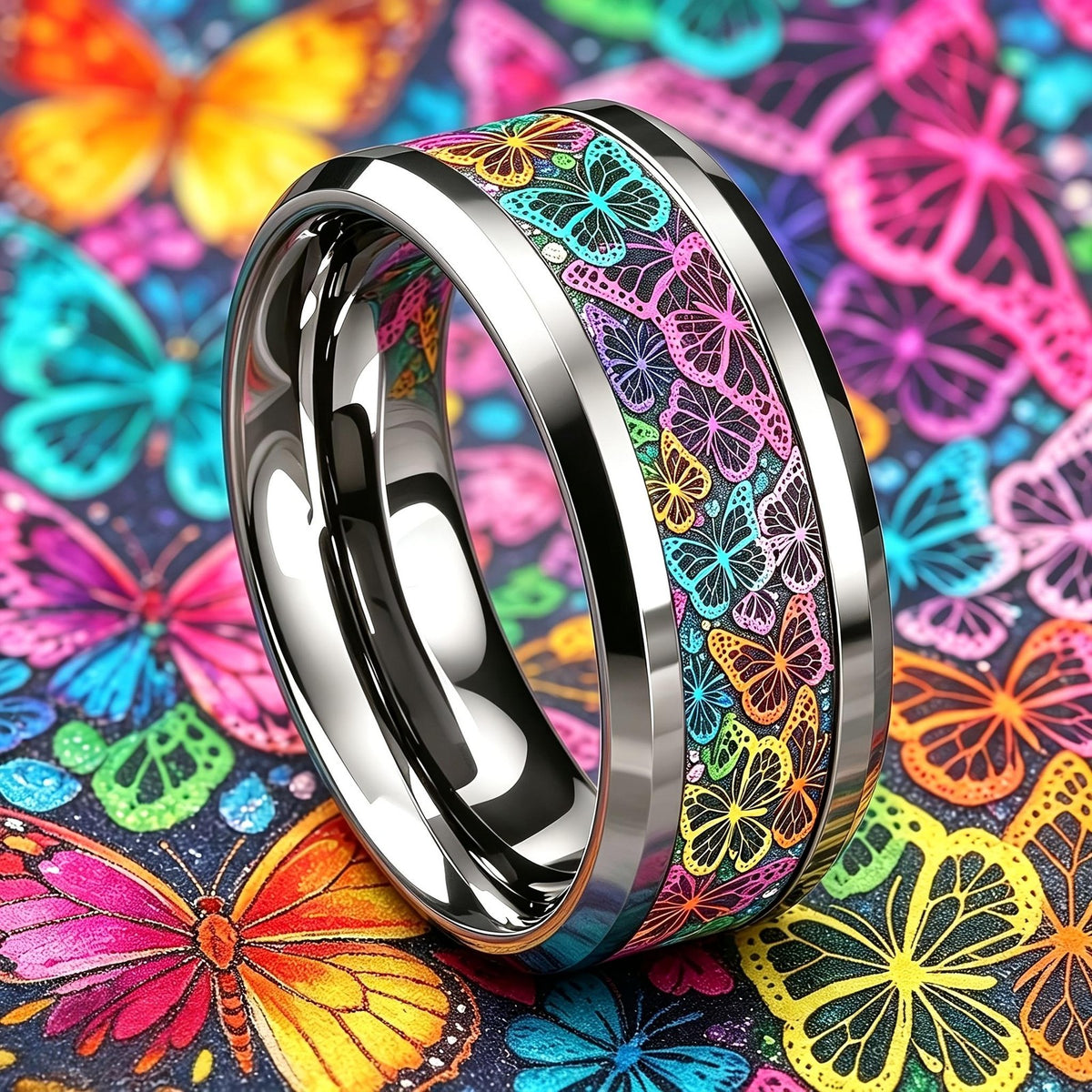 Colorful Butterfly Pattern Ring