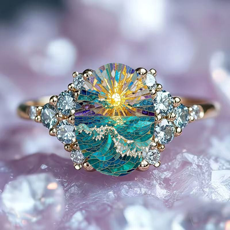 Sunrise Sea Mosaic Ring