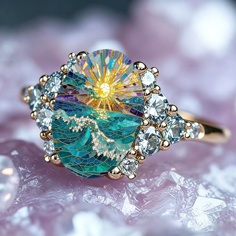 Sunrise Sea Mosaic Ring