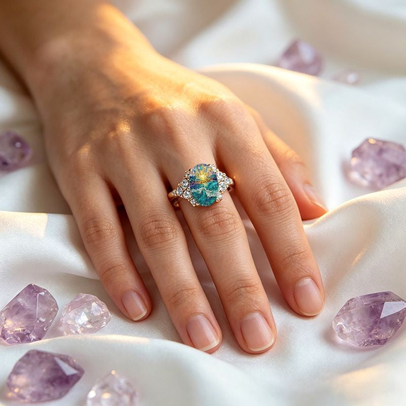 Sunrise Sea Mosaic Ring