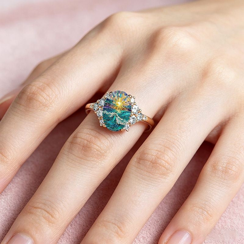Sunrise Sea Mosaic Ring