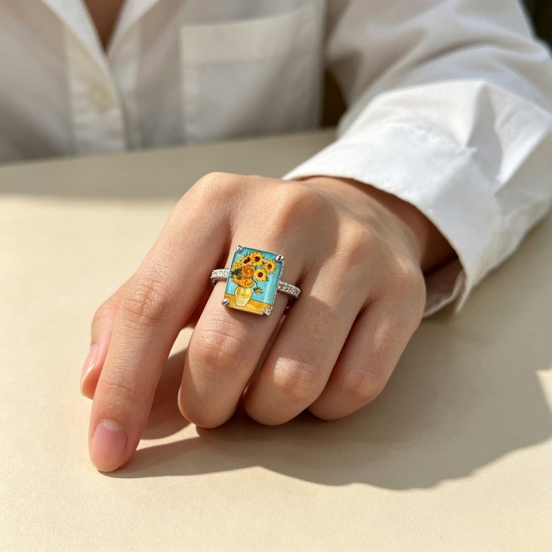 Sunflower Still Life Square Ring