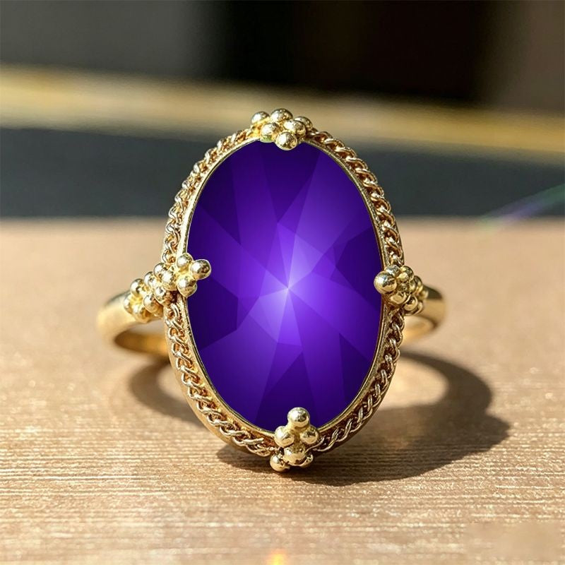 Purple Oval Statement Ring