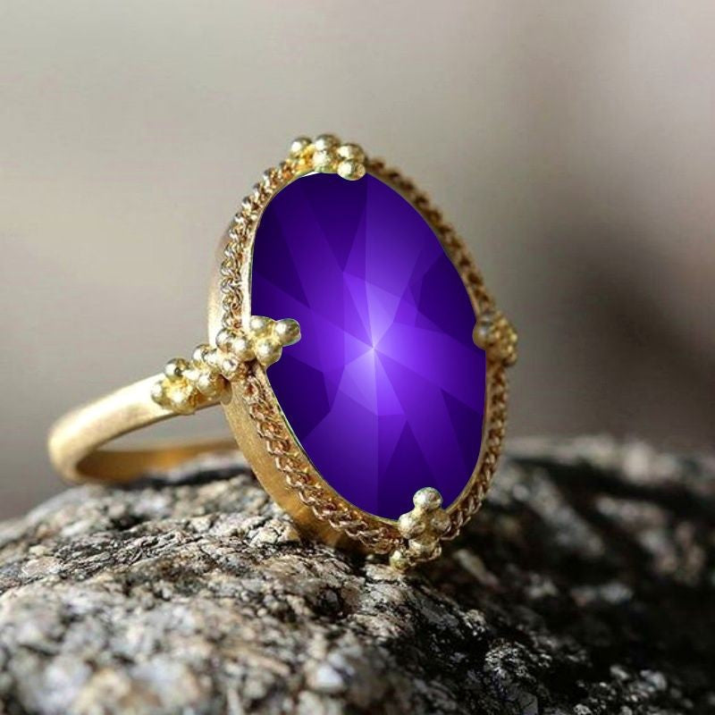 Purple Oval Statement Ring