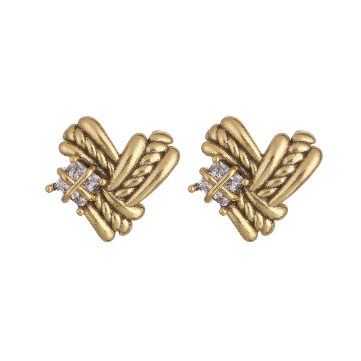 Braided Knot Square Crystal Earrings
