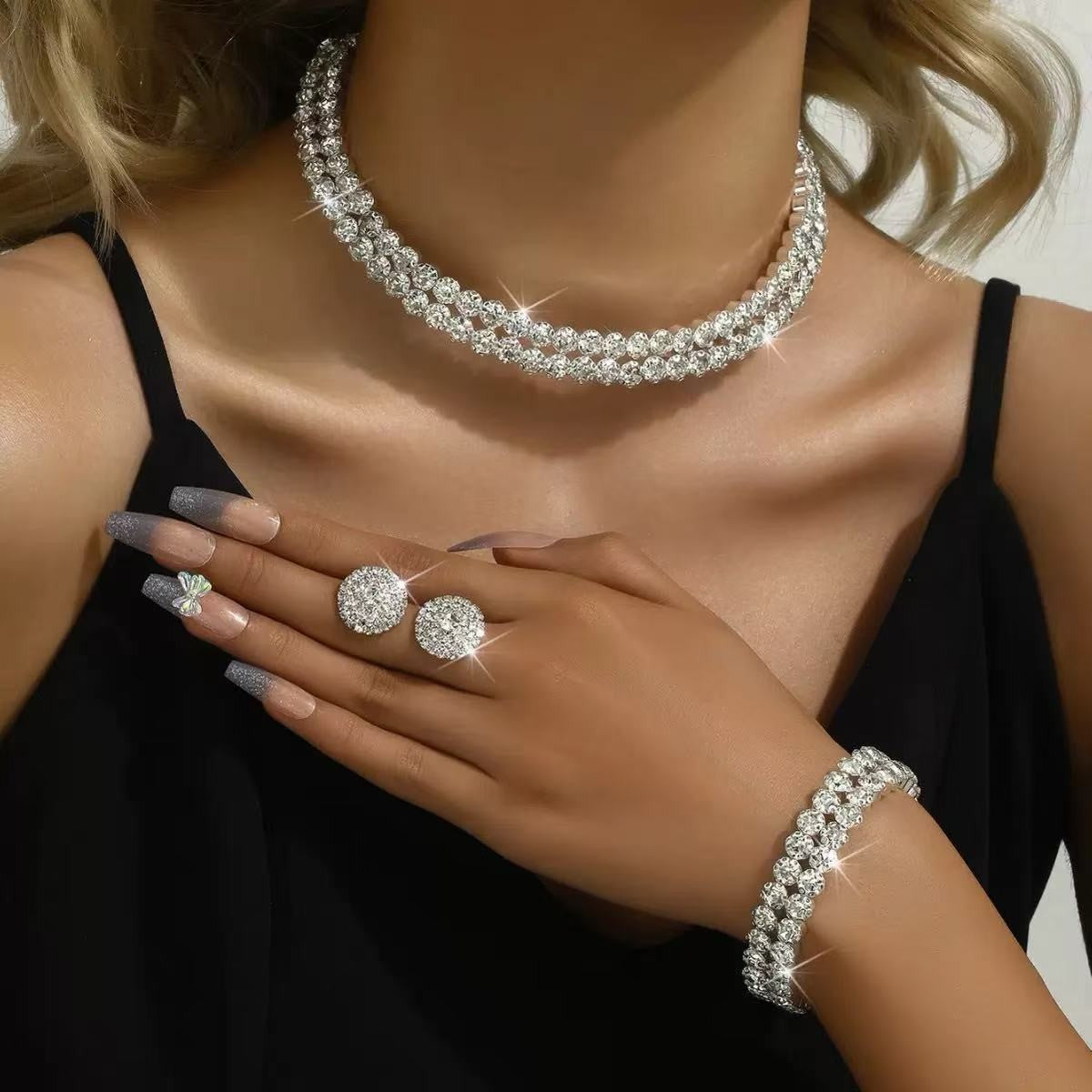Double Row Crystal Jewelry Set