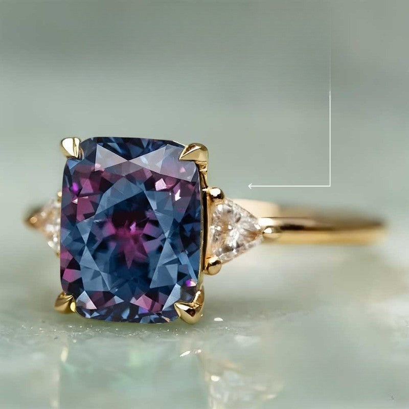 Square Purple Crystal Statement Ring