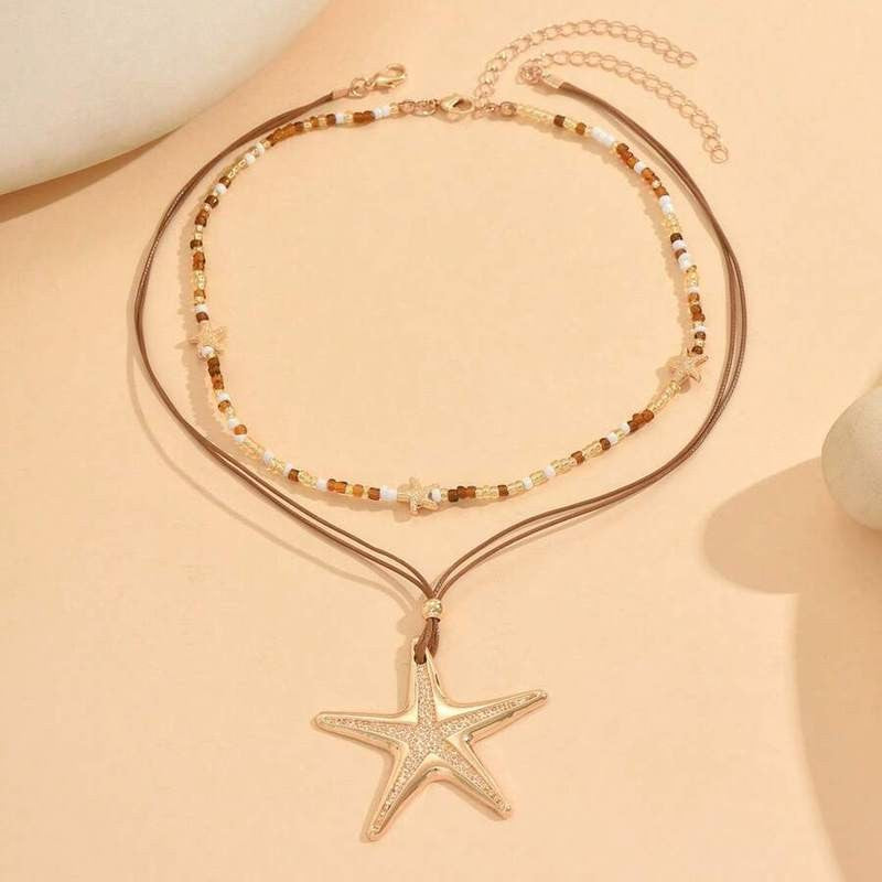 Textured Starfish Y-Necklace Set