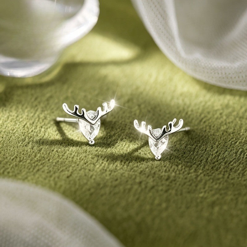 Crystal Stag Head Stud Earrings
