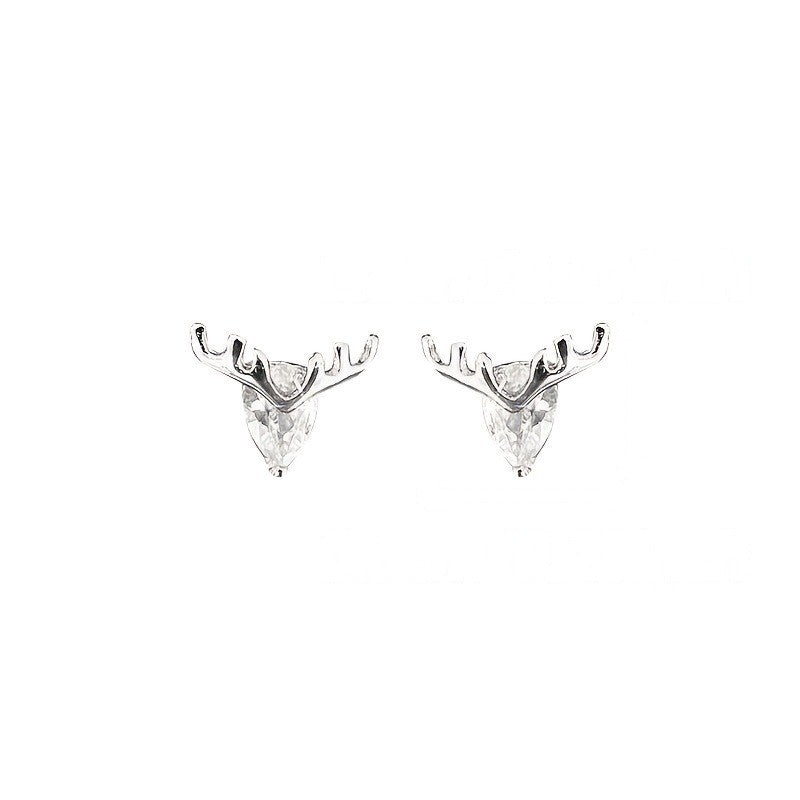 Crystal Stag Head Stud Earrings