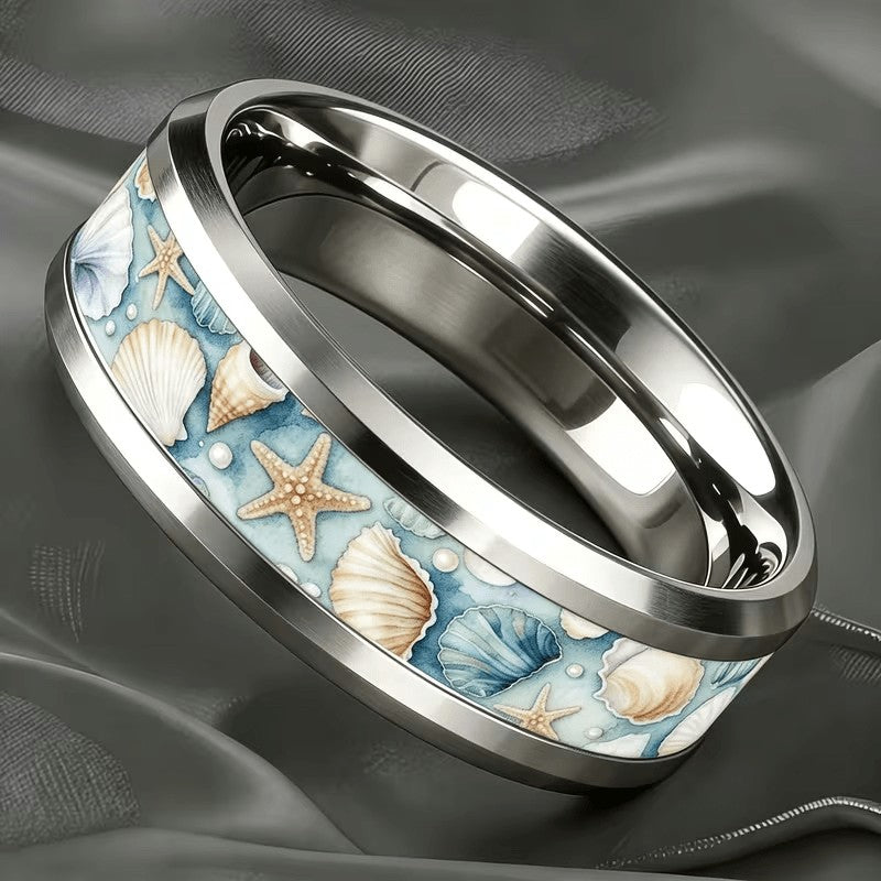 Watercolor Seashell Ring