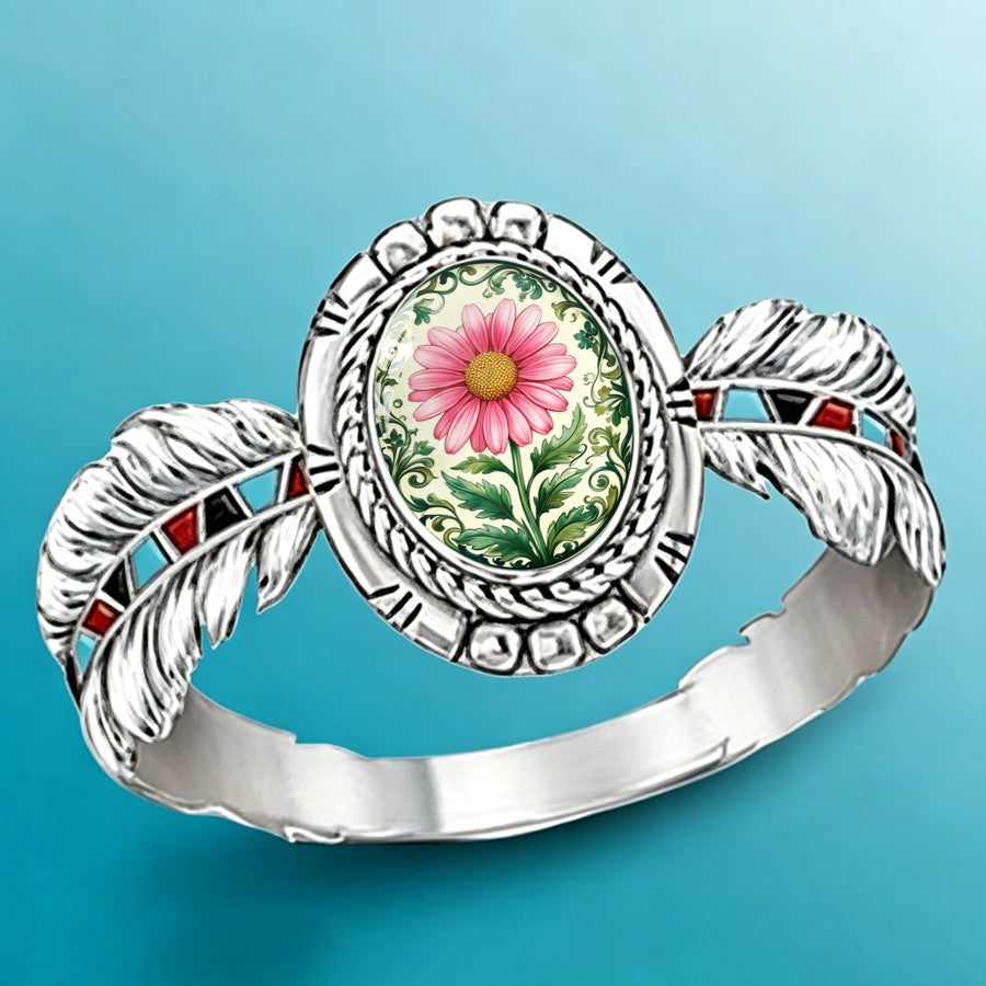 Pink Daisy Oval Ring