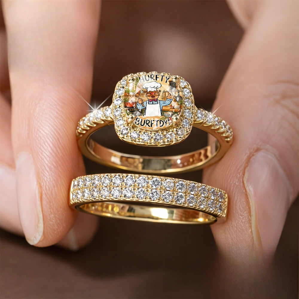 Chef Square Crystal Ring Set