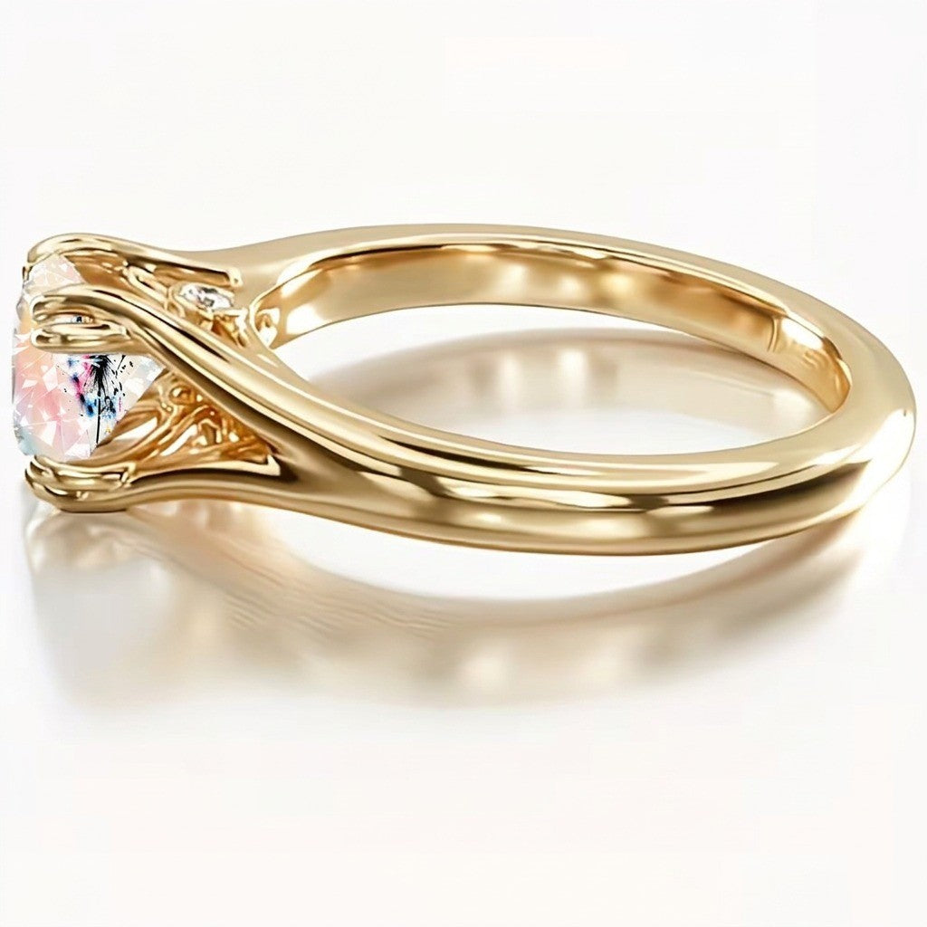 Watercolor Dandelion Crystal Ring