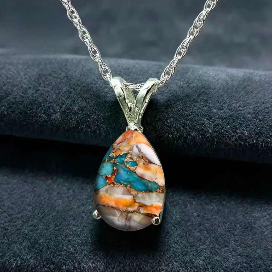 Abstract Mosaic Teardrop Necklace