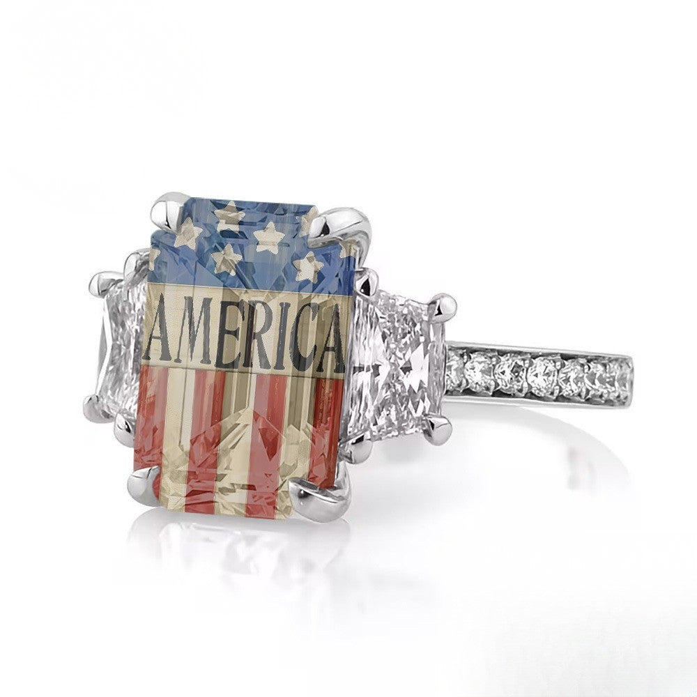 American Flag Square Ring