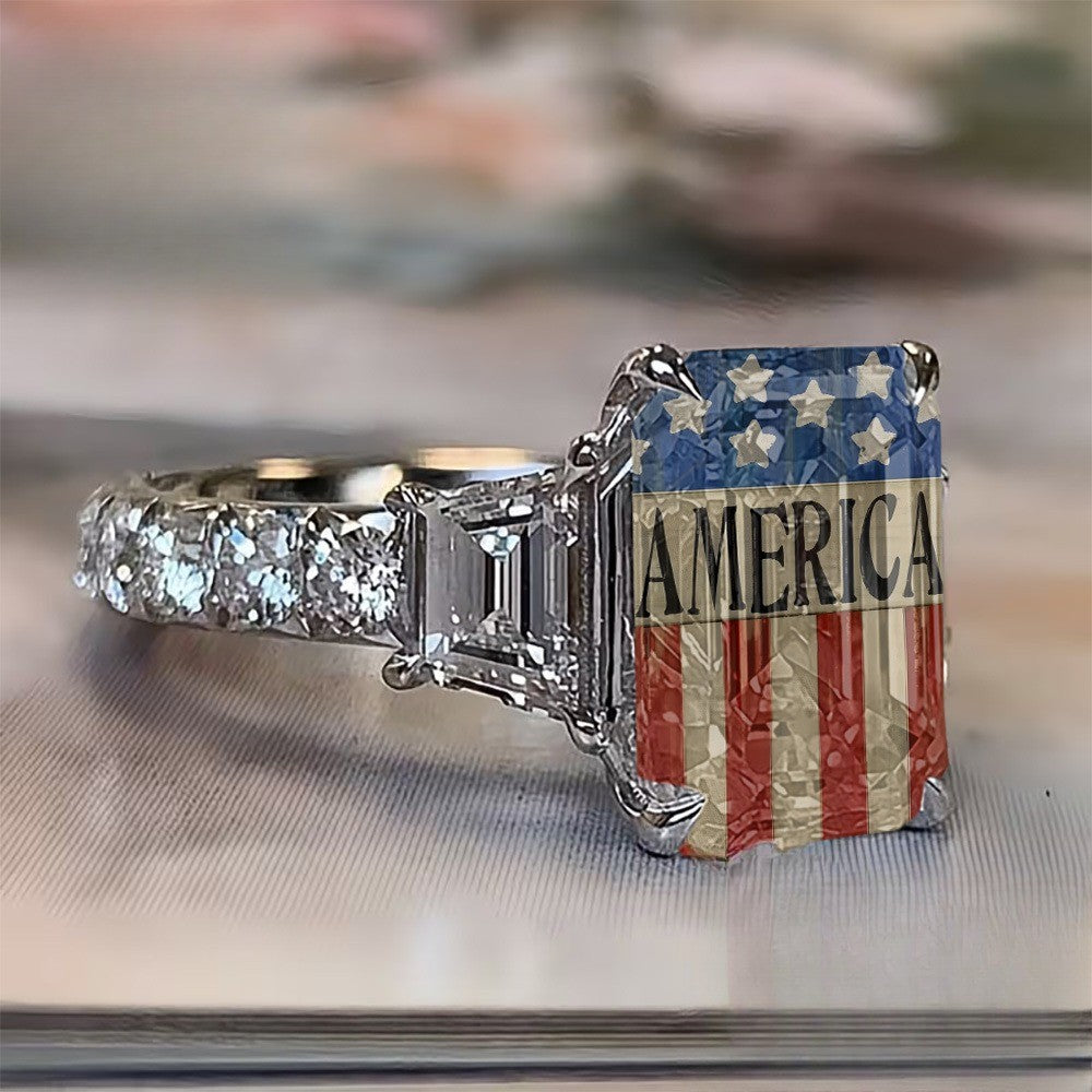 American Flag Square Ring