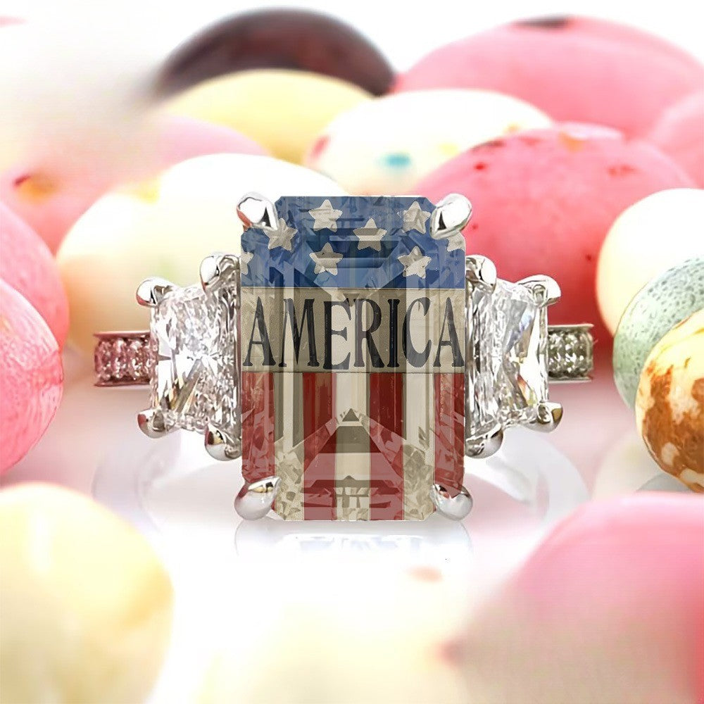 American Flag Square Ring