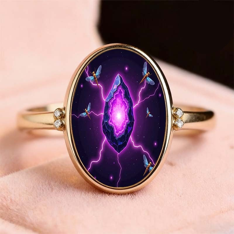 Purple Crystal Lightning Ring