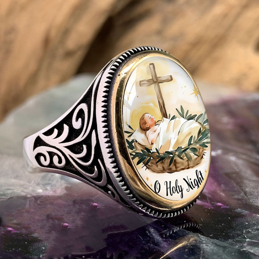 Nativity Scene Oval Ring